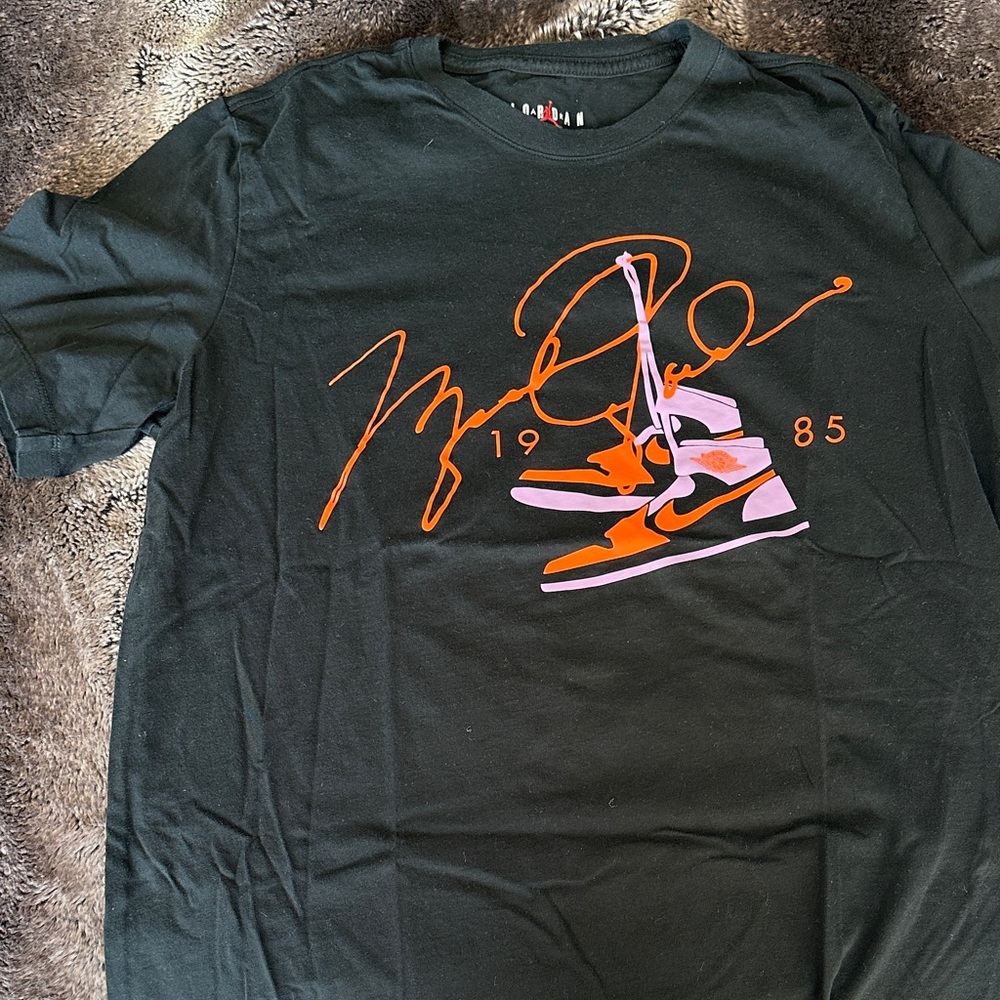Jordan Black Tee with Orange and Pink Graphic
